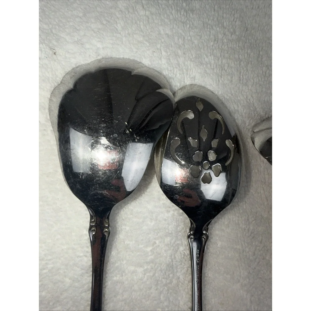Oneida Community Brahms Lot of 4 Serving Pieces Sauce Ladle Fork Shell Stainless